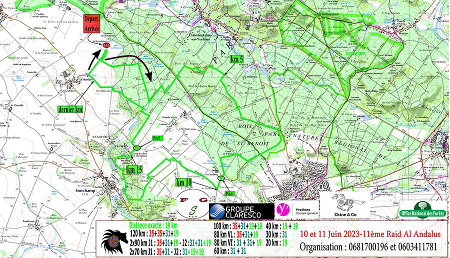 compétition équestre raid Al Andalus : carte 19km