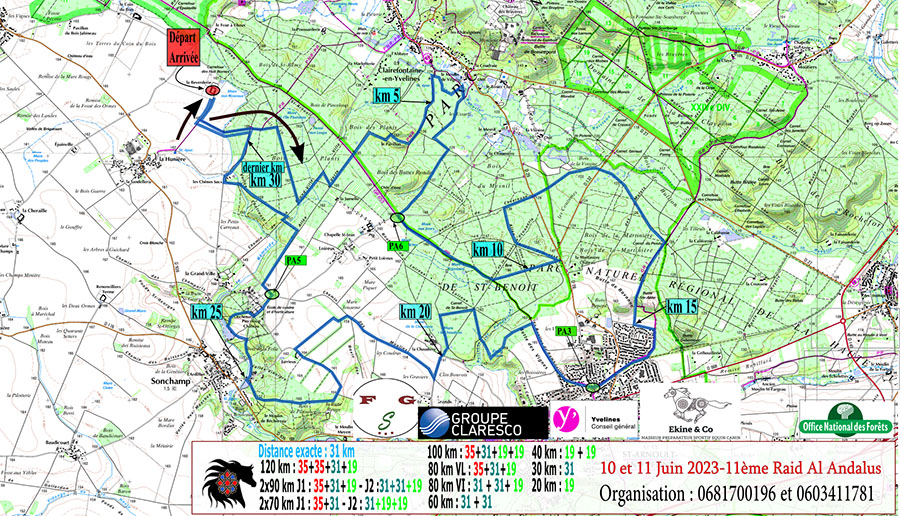 compétition équestre raid Al Andalus : carte 31km