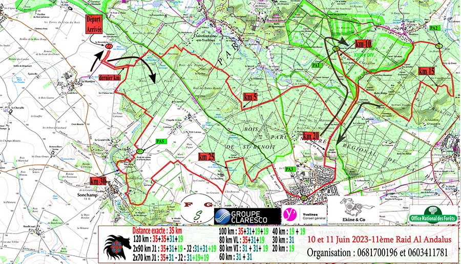 compétition équestre raid Al Andalus : carte 35km